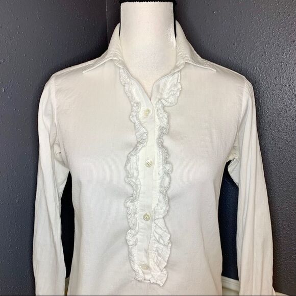 Nili Lotan collared ruffled button down tunic - Picture 2 of 7